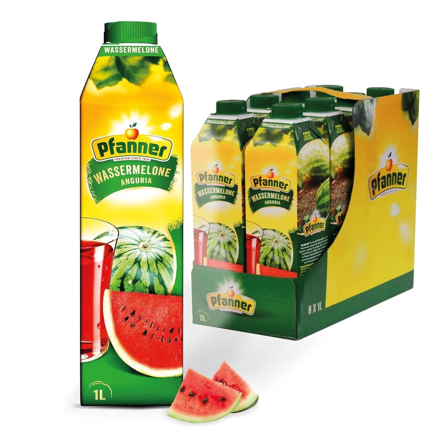 Pfanner Erdbeer-Fruchtnektar (8 x 1 Liter) – 30 % Fruchtanteil – Erdbeergetränk Naty Shop Wassermelone
