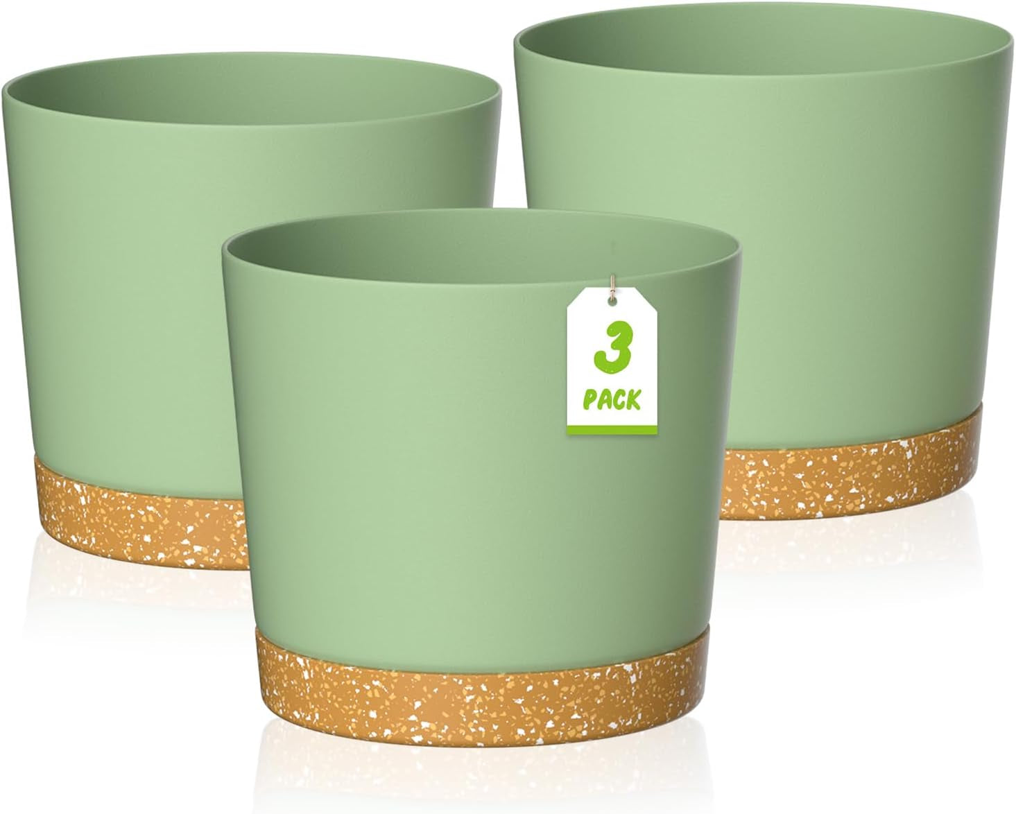 Ghiveci de flori ZMTECH cu diametrul de 25 cm pentru plante de apartament, ghivece de flori din plastic cu farfurie și găuri de drenaj, ghivece rotunde pentru plante de interior și exterior (set de 2, alb)