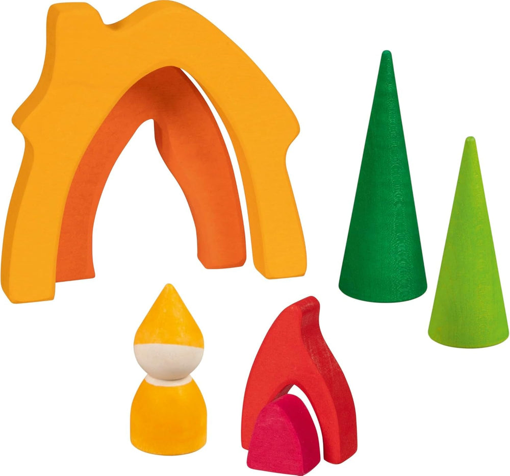 Goki 58427 – Zwergenhaus – Goki Evolution – Hergestellt aus hochwertigem Ahornholz – 7 Teile – Bunte Farben auf Wasserbasis – Hergestellt in Europa. Puppenhäuser Naty Shop