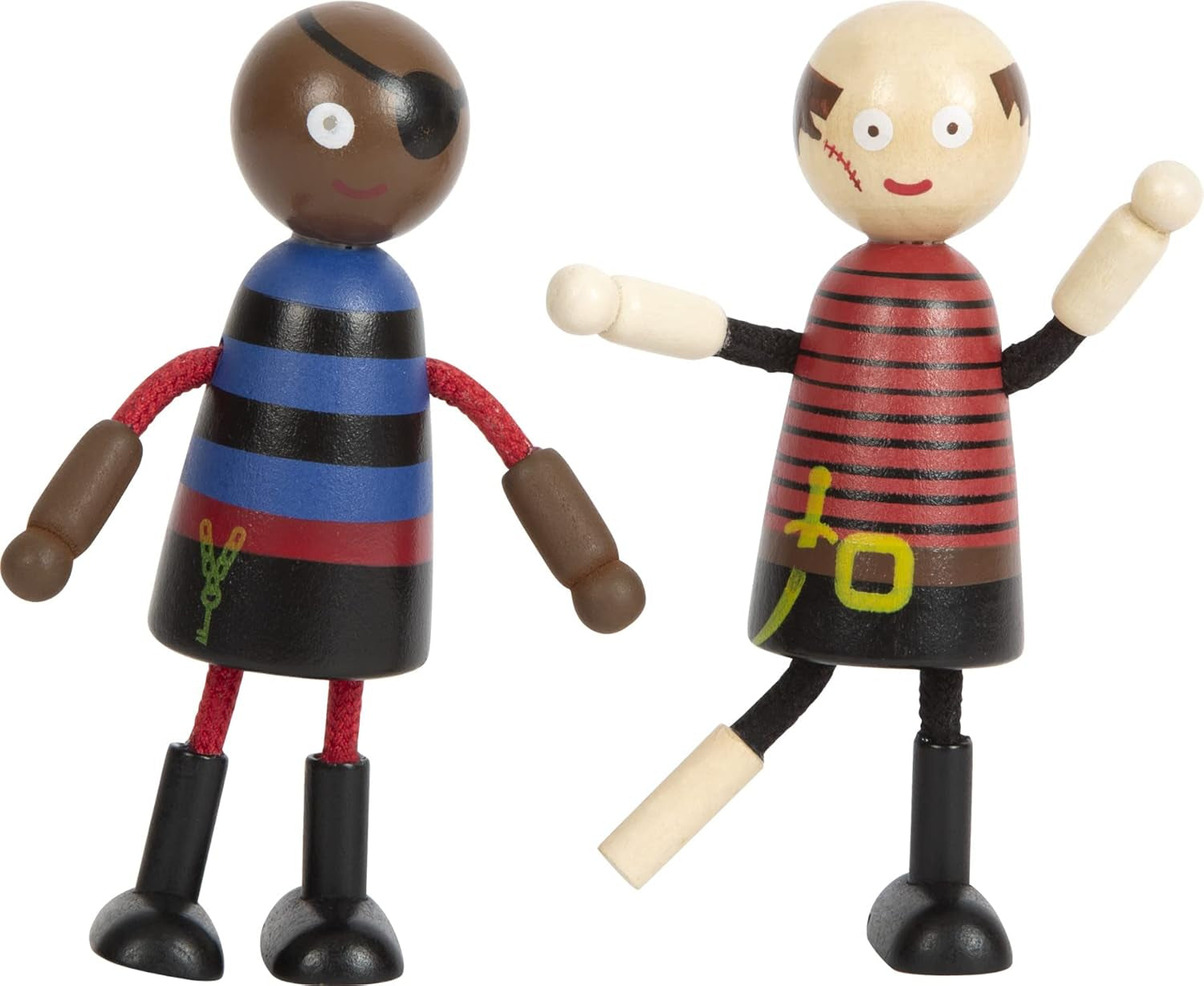 small foot Biegepuppen Piraten Figuren aus Holz, 5 Piraten und 1 Affe, detailreich und flexibel, ab 3 Jahren, 12412