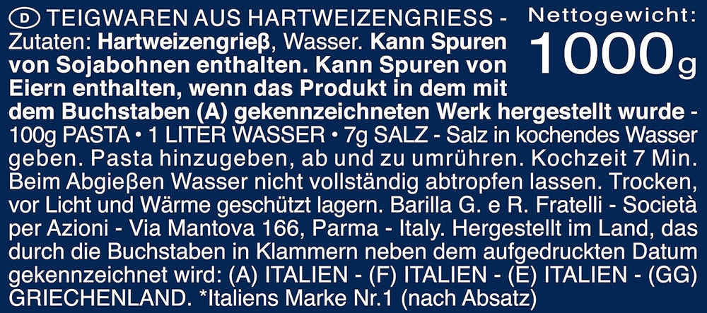 Barilla-Hartweizennudeln Maccheroni n. 44 – 1er-Packung (1x1kg)