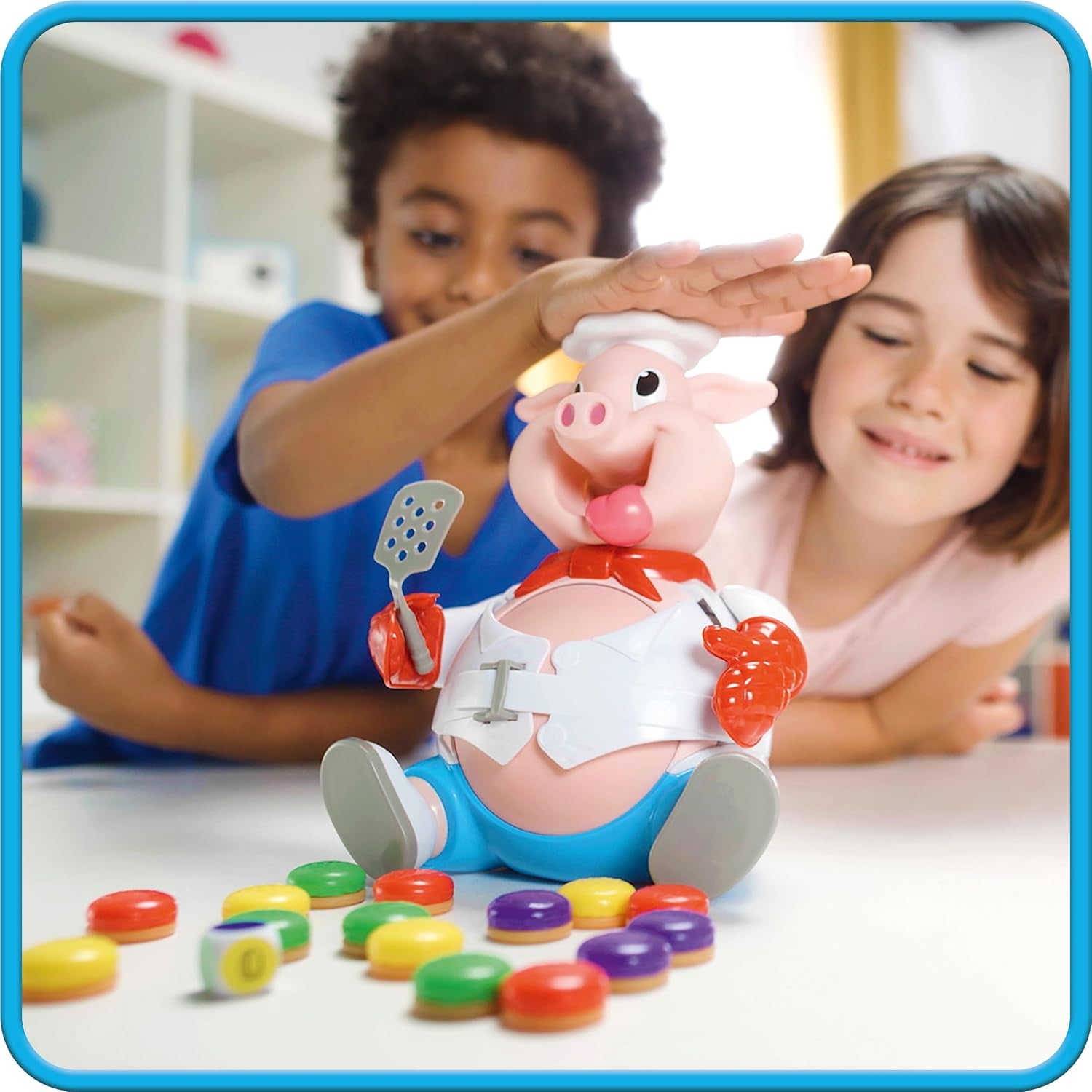 Goliath Pigskin – Lustiges Brettspiel für Kinder ab 4 Jahren. Füttere die Schweinchen und verhindere, dass ihre Bäuche explodieren, Partyspiel für 2–6 Spieler, Spaß mit Freunden und Familie