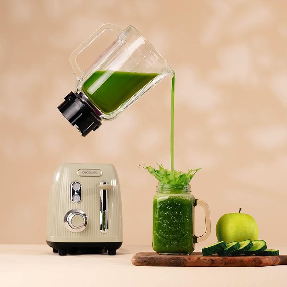 Cecotec Standmixer Retro Power Schwarz Titan Retrogrün. 1200W Maximale Leistung, 2 Geschwindigkeiten, 4-Klingen-Messer Mit Schwarzer Titanbeschichtung Und 1,5L Krug, Vintage-Design in Grün Kitchen Naty Shop