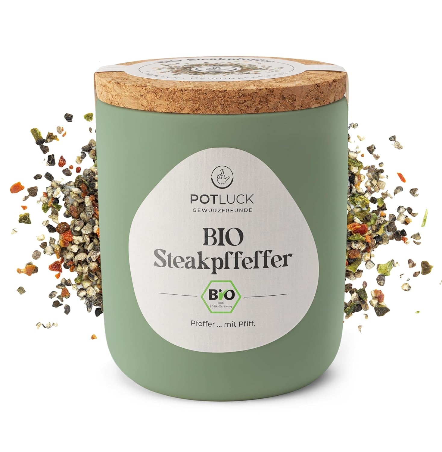 Potluck | Bio Sizilianisches Zitronensalz | Gewürzsalz für Fisch, Meeresfrüchte, Gemüse, Salate und Dressings | 140g im Keramiktopf