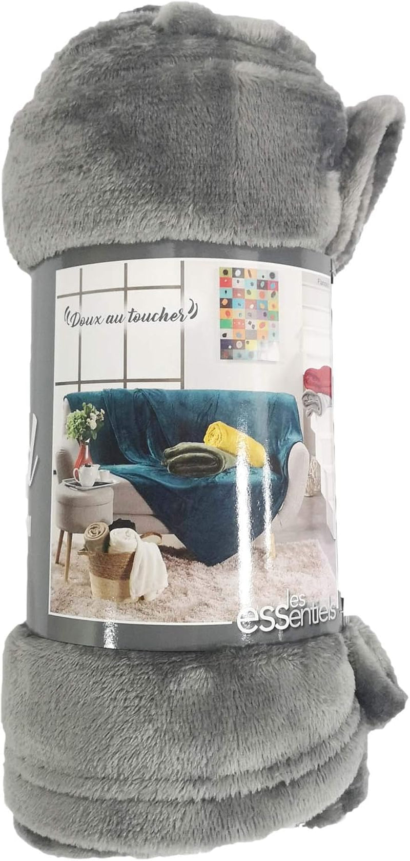 Douceur D'Intérieur Flanou Plaid, Polyester, Grau, 125 x 150 cm Bettdecken und Steppdecken Naty Shop