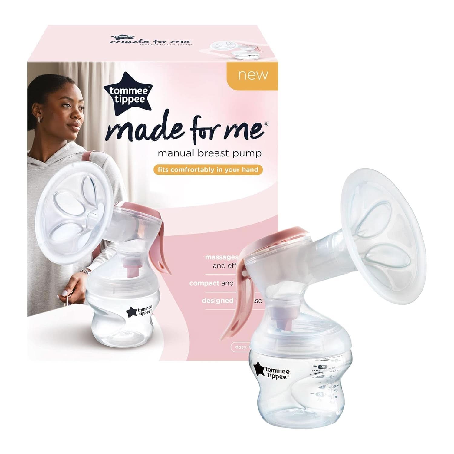 Tommee Tippee Made for Me Manuelle Einzel-Milchpumpe, Starke Saugkraft, Ergonomischer Griff, Tragbare Und Leise Milchpumpe, Samt Babyflasche Zubehör Essen und Stillen Bebe Naty Shop