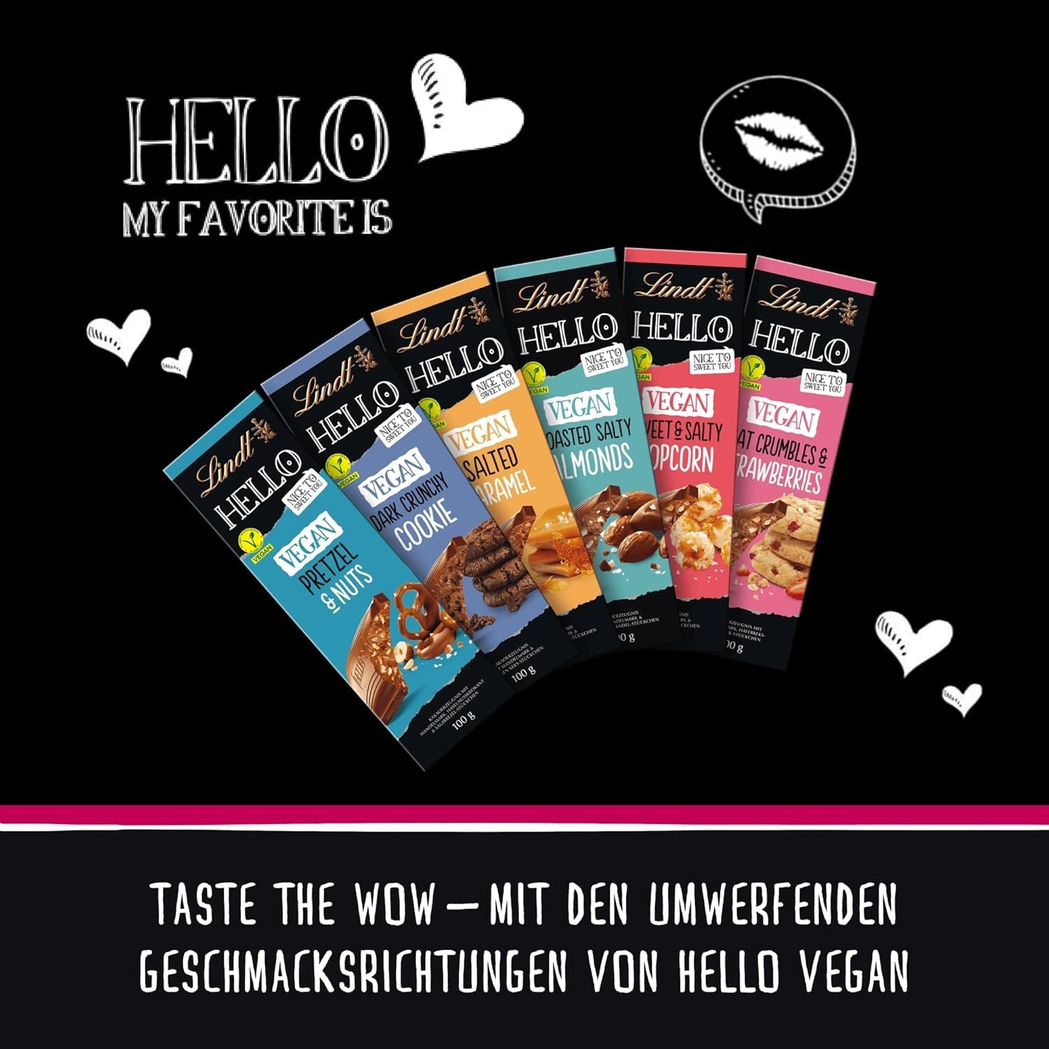 Ciocolată Lindt Hello, migdale sărate prăjite, 100g