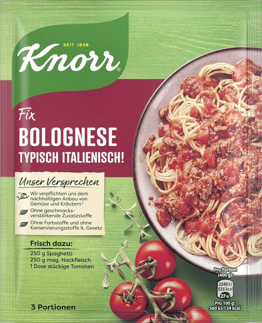 Knorr Fix Würzmischung Spaghetti Bolognese für ein leckeres Nudelgericht mit natürlichen Zutaten 40 g