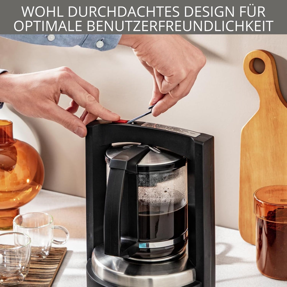 Espressor cu filtru Krups T8, 850 wați, oprire automată, 8-12 cești, capacitate 1 l, filtru permanent, întrerupător iluminat pornit/oprit, ușor de utilizat, negru, KM4689