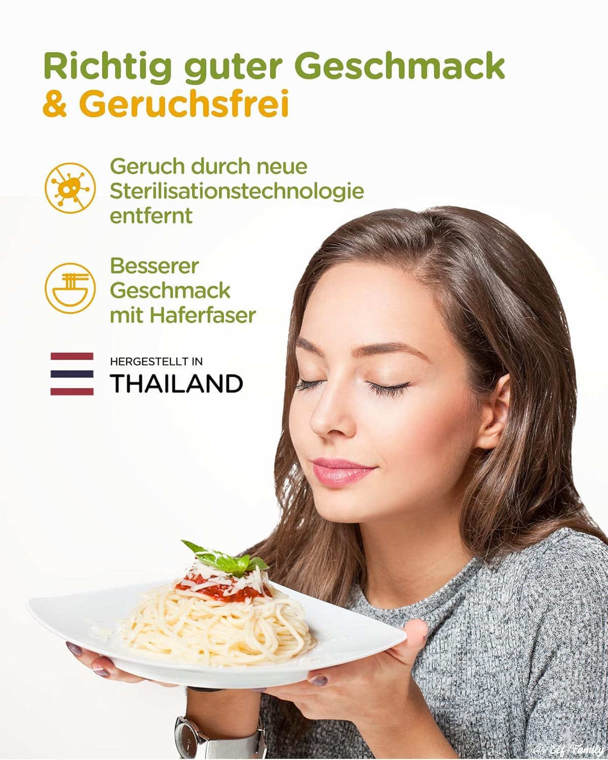 Premium-Konjak-Nudeln aus Thailand, vegan, glutenfrei – 240 g x 6er-Pack (12 Packungen), Elf-Family Shirataki-Nudeln, Instant-Nudeln, Pasta/Keto/Low Carb/Kalorienarm/Zuckerfrei – Spaghetti und Fettuccine