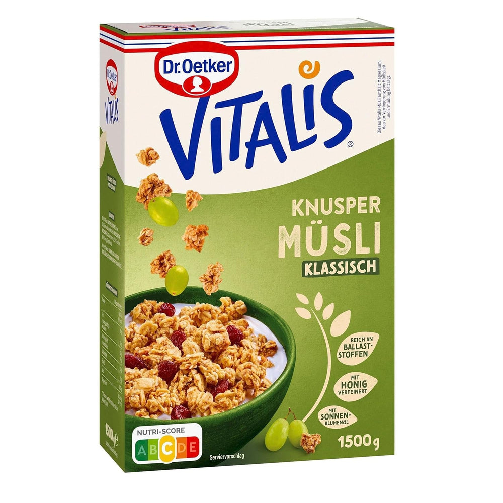Dr. Oetker Vitalis Crunchy Honeys: Musli crocant cu miere, pentru micul dejun și gustări, pachet de 5 (5 x 600g)
