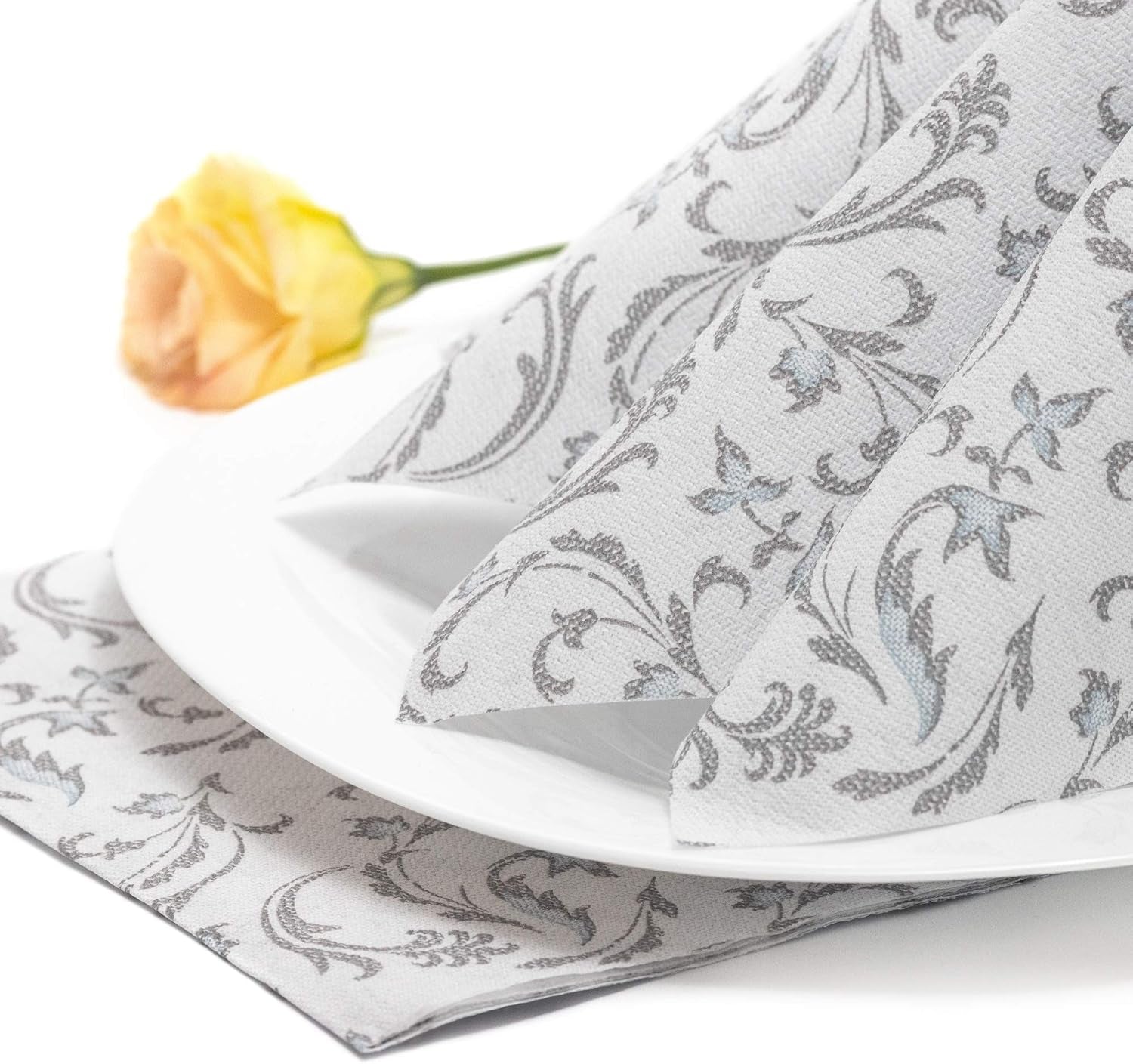Papstar, 50 șervețele "ROYAL Collection" 1/4-fold 40 Cm X 40 Cm gri "Damascato", #85005
