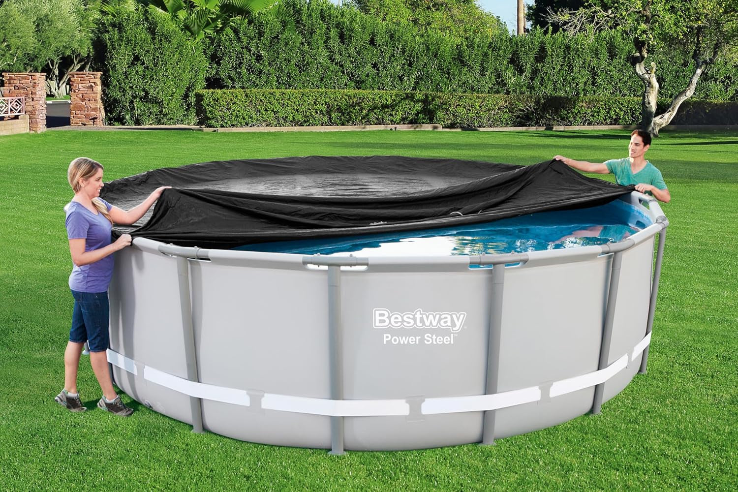 Prelată Bestway din PVC Ø 493 cm, neagră, rotundă