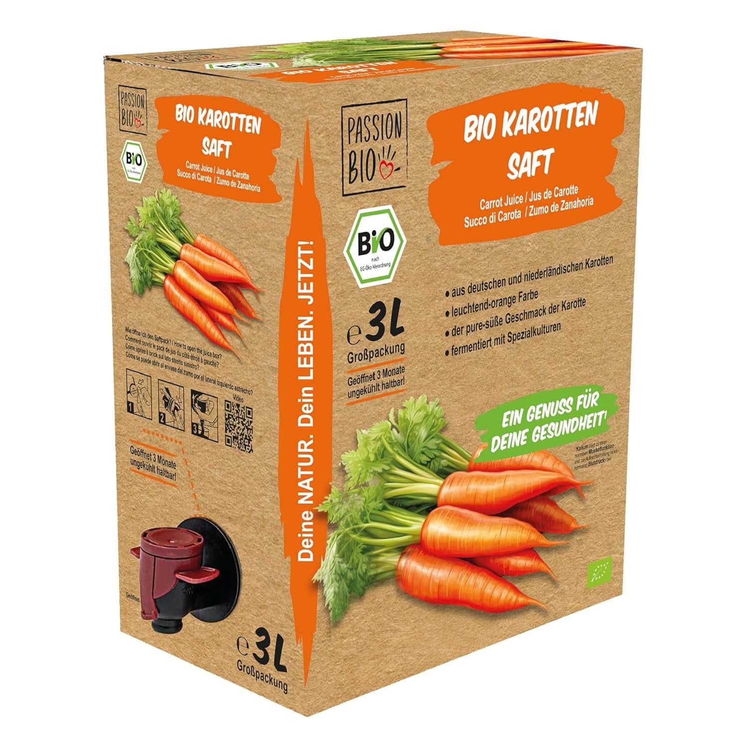 Suc organic de morcovi - Fabricat din morcovi germani și olandezi, 3 litri Bauturi fara alcool Naty Shop 3 litri Morcovi