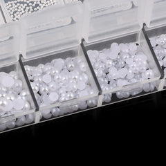 Nail Art Strasssteine 1 Schachtel, Nail Charms, 12 Typen Weiße Perlen Für Nägel, Flatback Rhinestones, Klein Edelstahl-Perlen, Nagel Deko, Nagel Zubehör