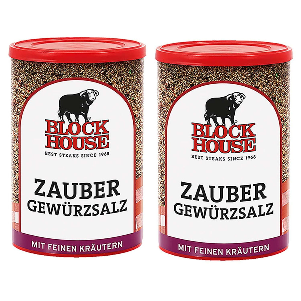 Block House Zaubergewürzsalz, Gewürzmischung für Fleisch, Fisch und Gemüse in Restaurantqualität, 280g Dose mit Streuaufsatz