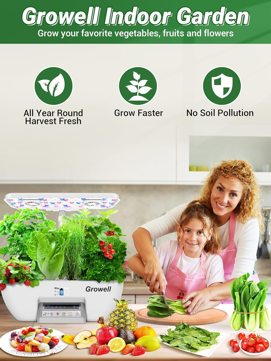 Kit hidroponică cu 17 capsule pentru grădină de plante aromatice, cu 102 lămpi de creștere cu spectru complet de 28W și 2 ventilatoare, grădină interioară cu pompă de apă, rezervor