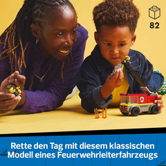 LEGO City Feuerwehrleiterfahrzeug - Feuerwehrauto Spielzeug mit 2 Feuerwehrmann Minifiguren für Jungen und Mädchen ab 4 Jahren - Lernspielzeug - Geschenk für Vorschulkinder 60463