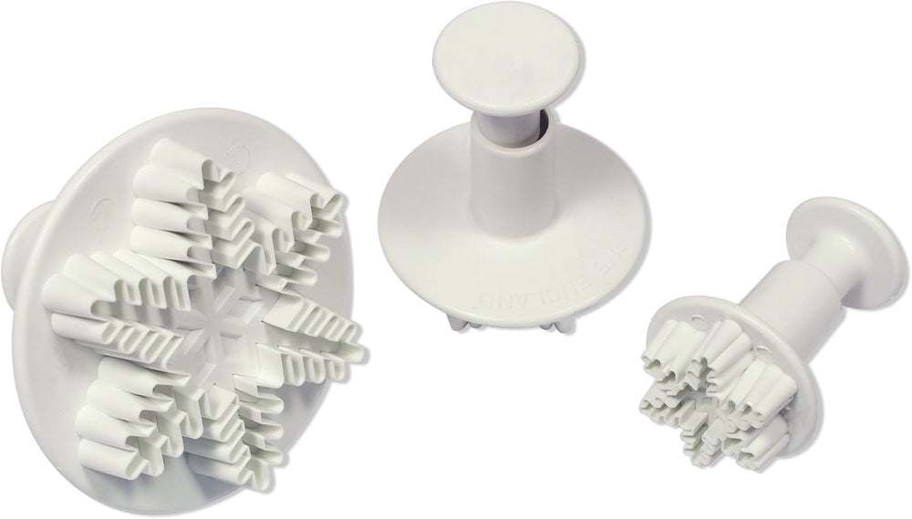 Cutter de embossare PME SF708 cu fulgi de zăpadă, format mic, mediu, mare, plastic, alb, 9,5 x 2 x 9,5 cm