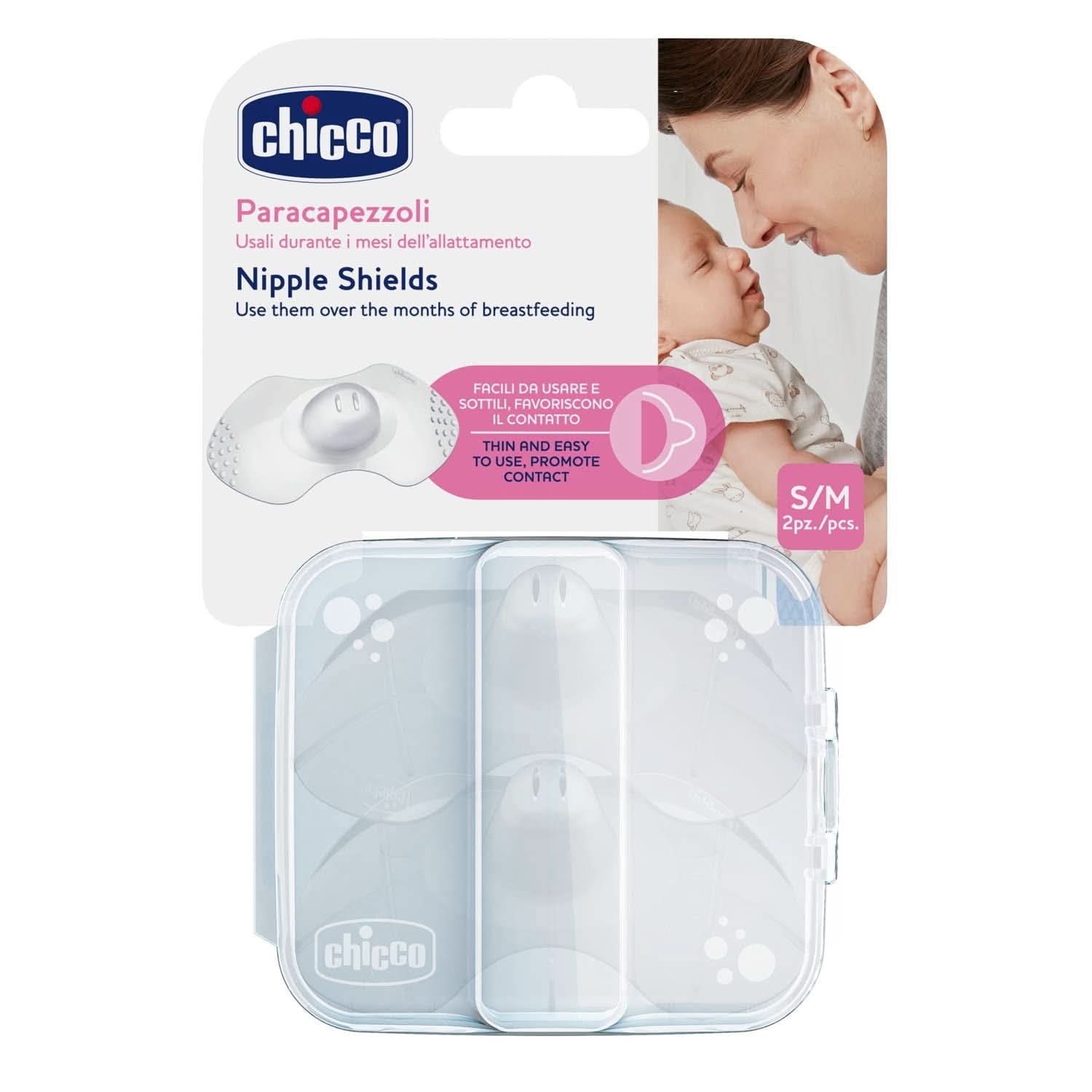 Chicco Skintoskin Brustwarzenschutz, Silikon, transparent, 6 Stück Lebensmittel- und Stillzubehör Bebe Naty Shop