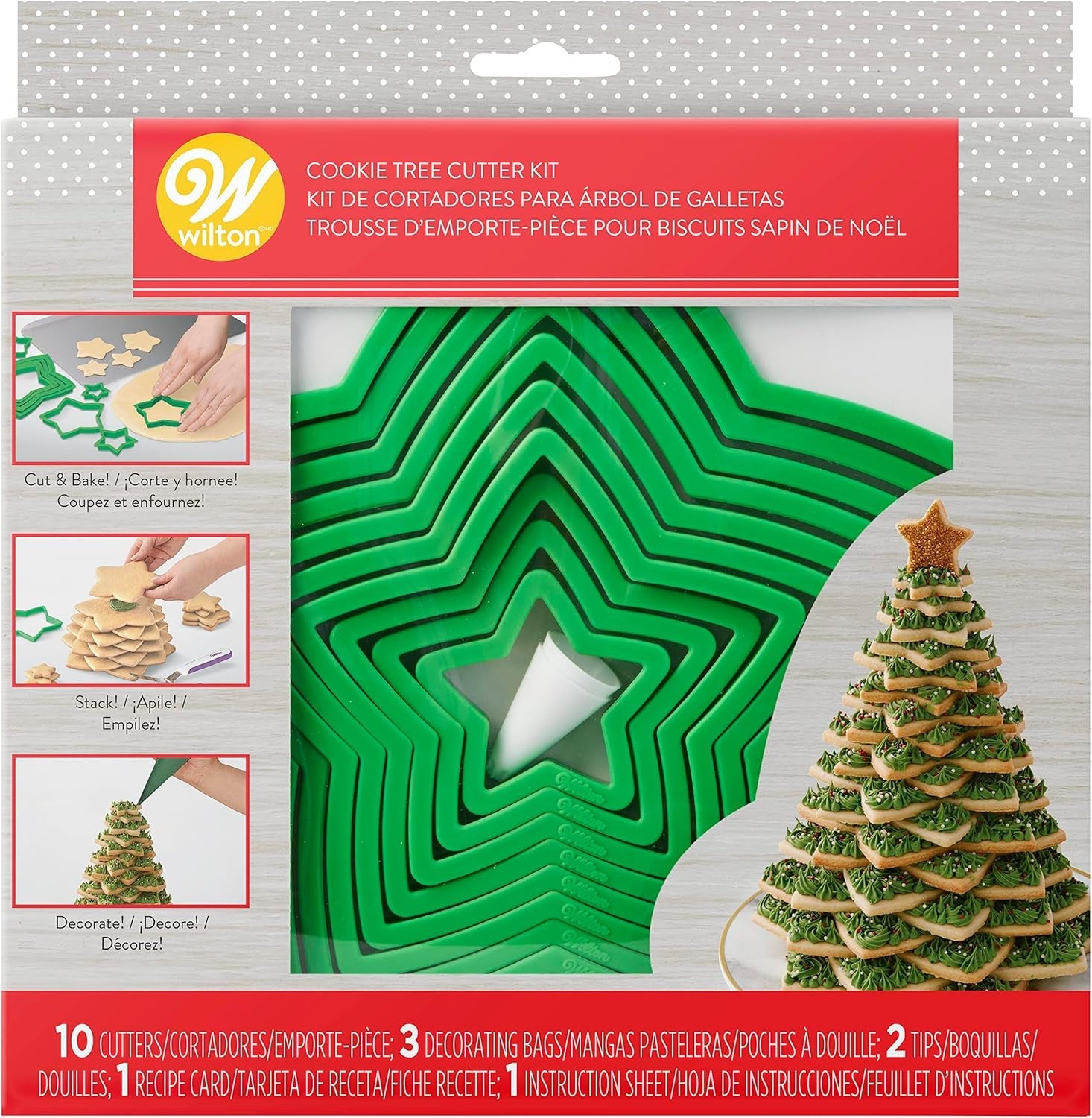 Wilton 2104-5919 Set de tăieturi pentru brad de turtă dulce, plastic, verde