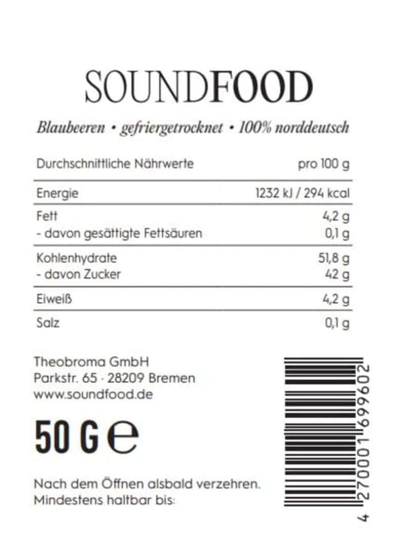 Gefriergetrocknete Blaubeeren, ganz aus Deutschland, Ernte 2023, 50 Gramm. Dehydrierte Produkte Naty Shop