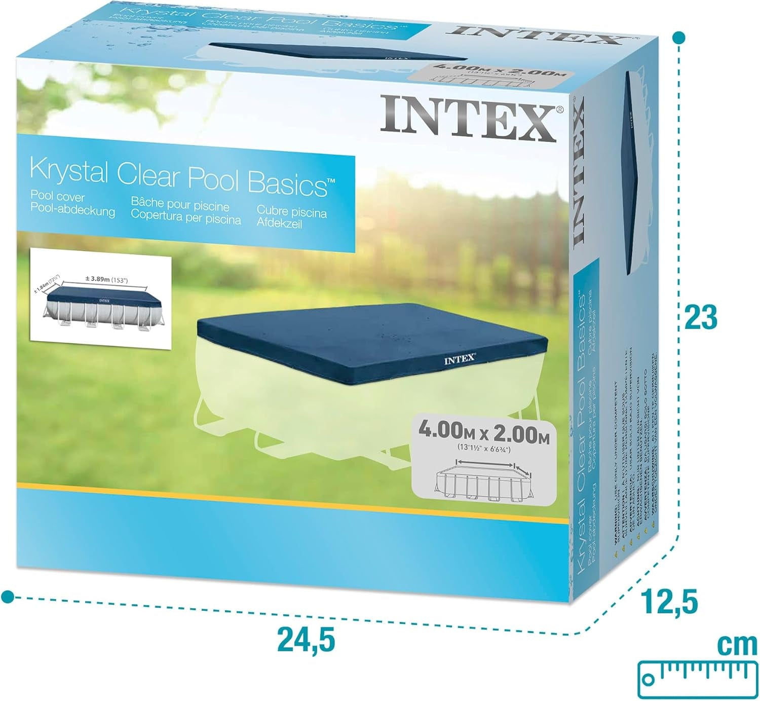 Prelată dreptunghiulară pentru piscină Intex 28037 - Prelată pentru piscină - 389 x 184 cm - Pentru piscine cu cadru dreptunghiular