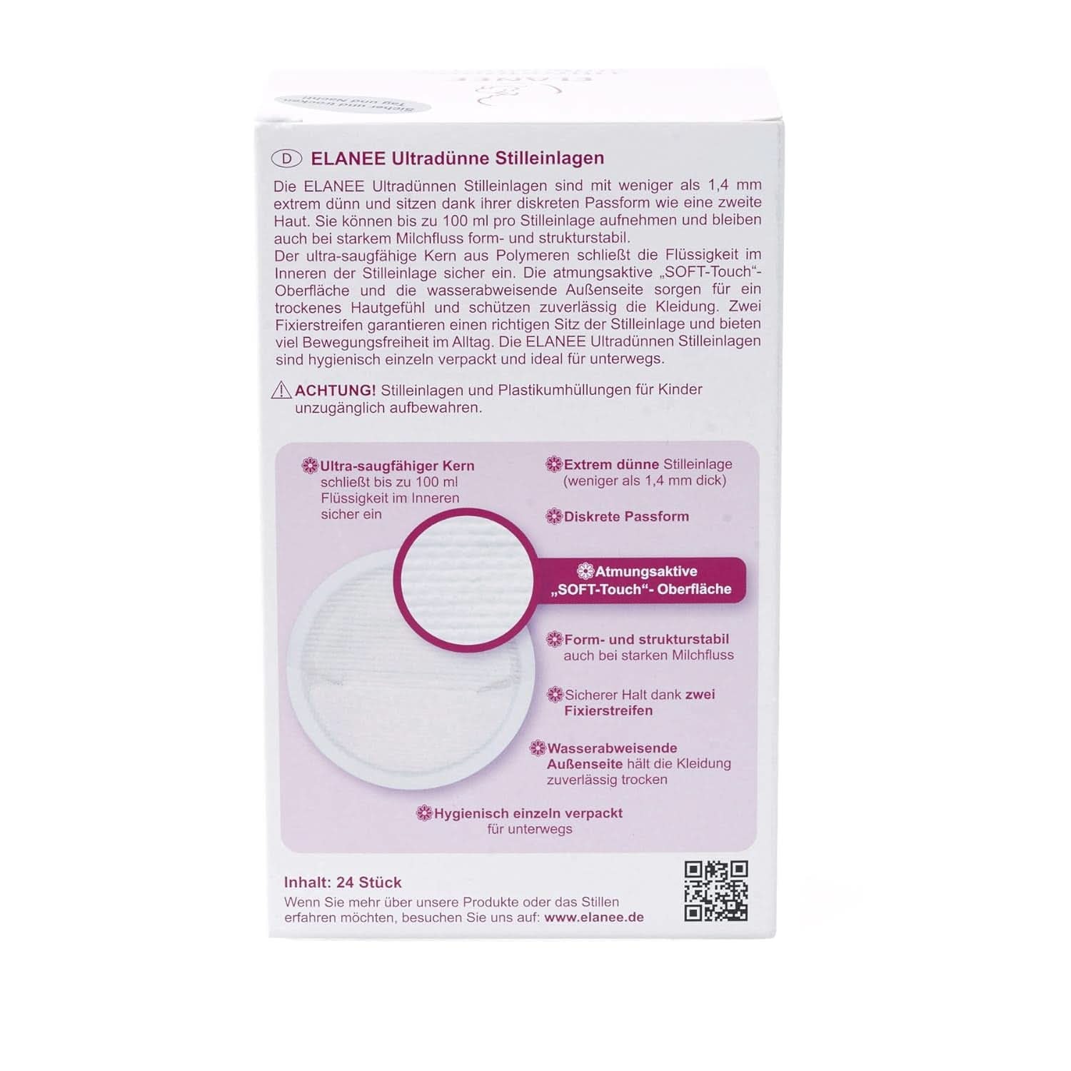 ELANEE 219-V1 Ultradünne Stilleinlagen, weiß Zubehör Essen und Stillen Bebe Naty Shop