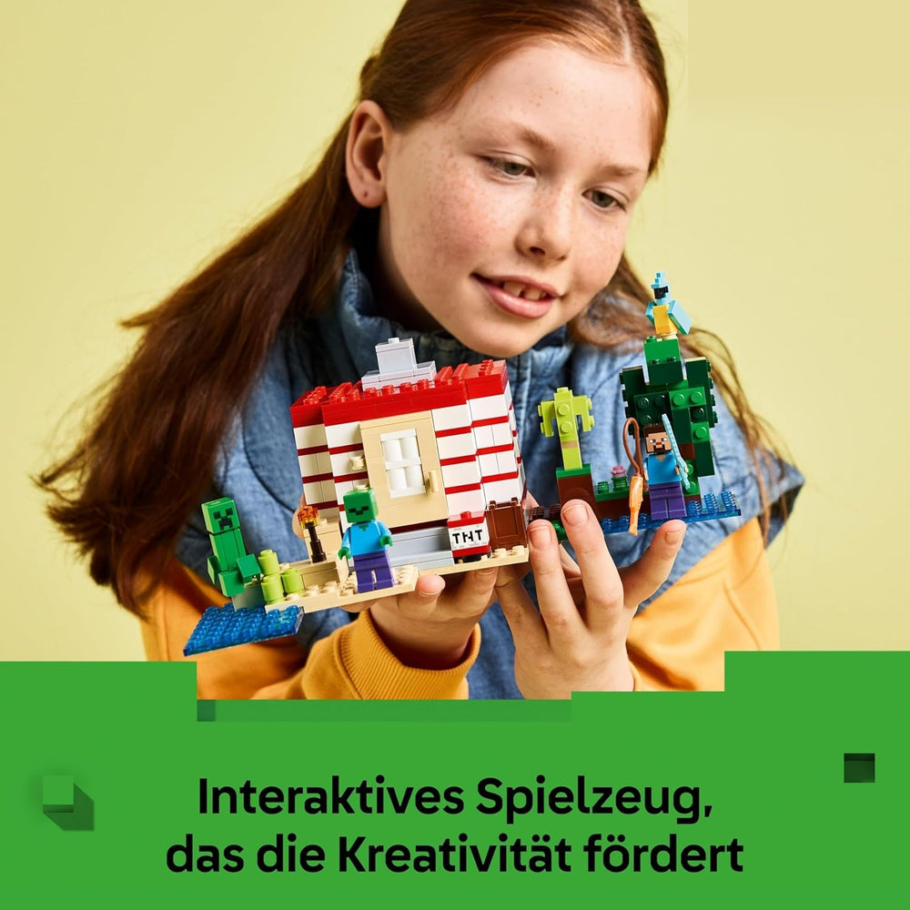 LEGO Minecraft Das TNT-Dschungelhaus - Gamer Spielzeug für Kinder - Interaktives Spielset mit Boot, Steve-, Creeper- und Zombie Minifiguren - Gaming Geschenk für Mädchen & Jungen ab 8 Jahren - 21275