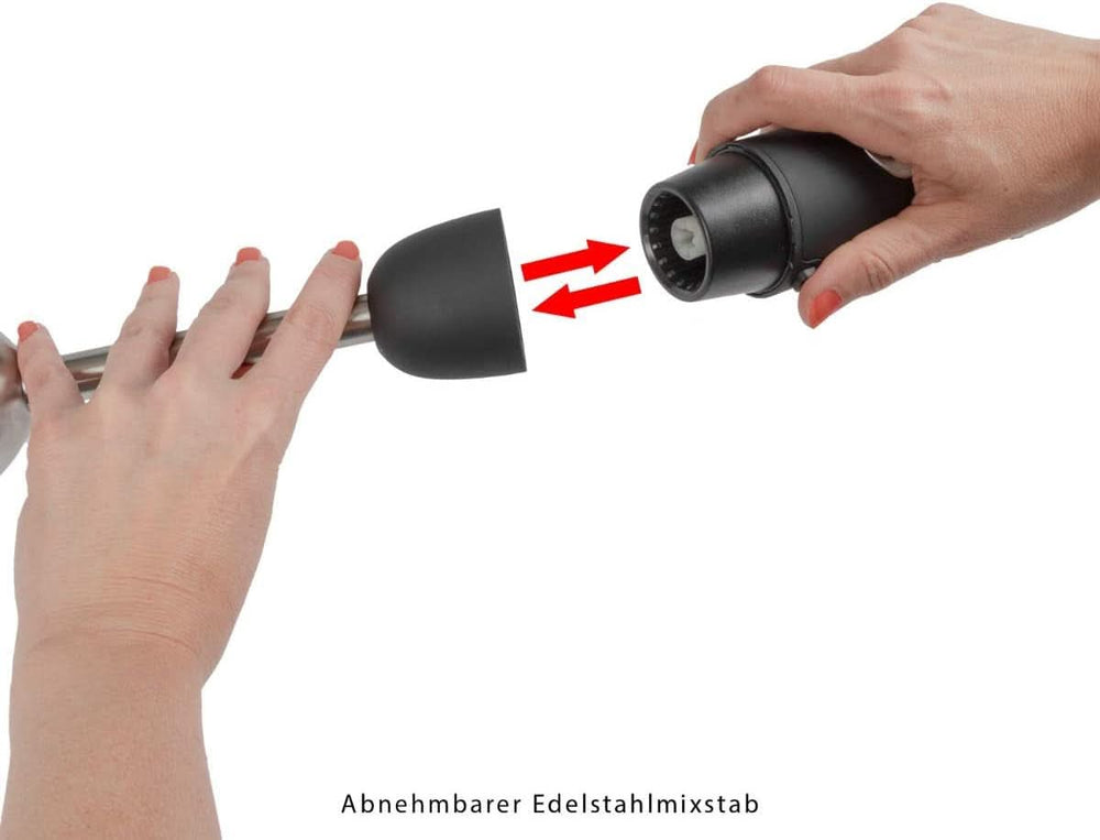 Clatronic Stabmixer SM 3739 Pürierstab, Handmixer, Mixer Für Smoothie, Shakes, 2 Stufen-Schalter, Multizerkleinerer, Edelstahl-Stab Und Messer, Aufhängeöse, 800 Watt Motor, Schwarz-Edelstahl Mutter und Kind Naty Shop