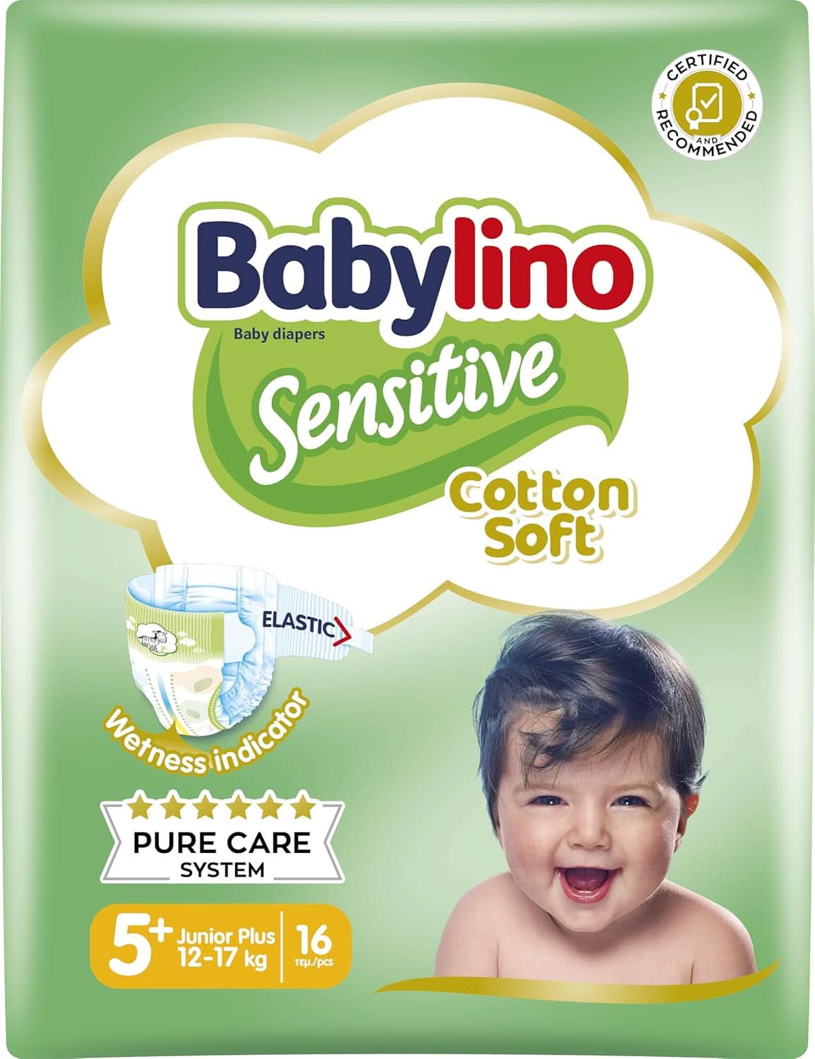 Babylino Sensitive, zarte Windeln für Kinder, verschiedene Größen Mutter und Kind Naty Shop Größe 5+ (16 Stück)