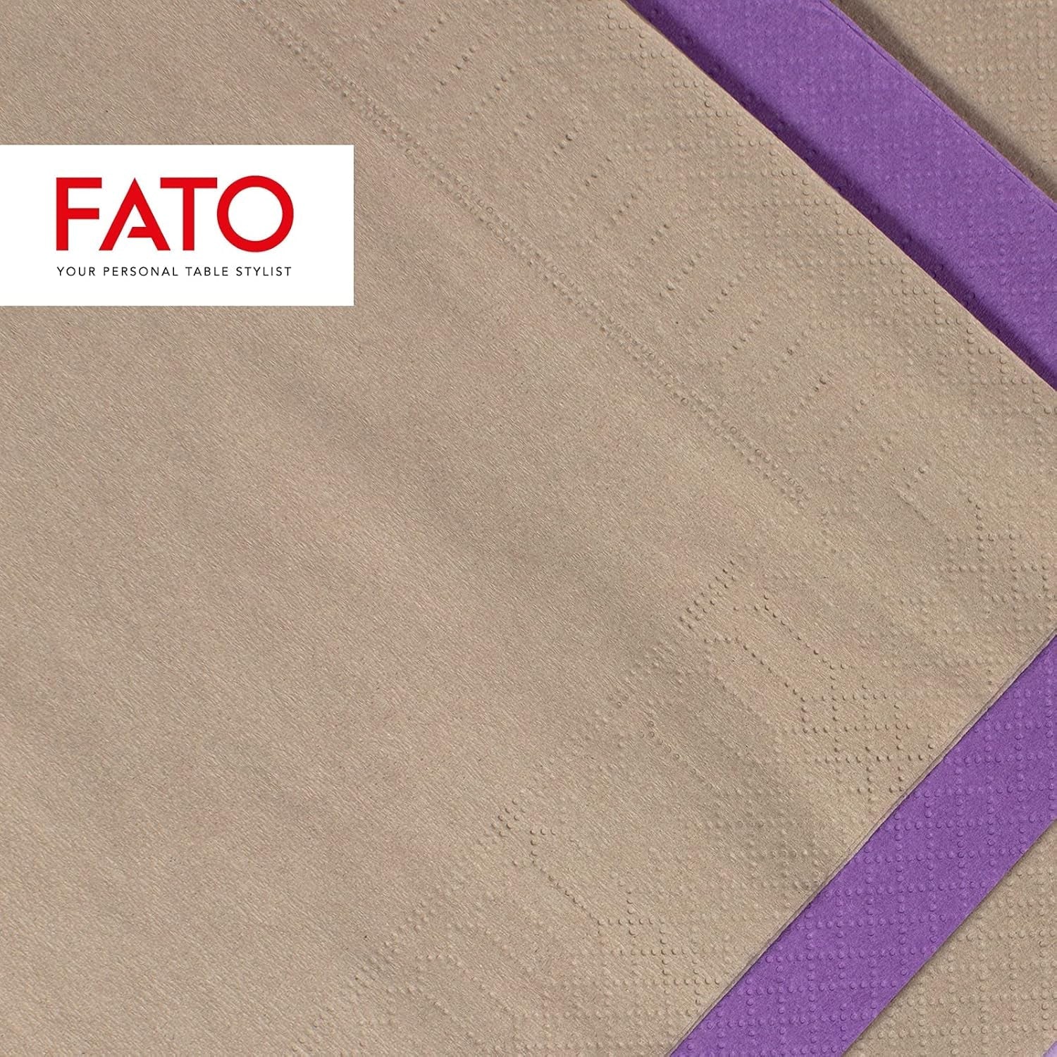 , Șervețele de hârtie de unică folosință, Ideale pentru aperitive și cocktailuri, Pachet de 100 șervețele, Dimensiune 24X24 pliate în 4, 2 straturi, Culoare Turtledove, 100% hârtie din celuloză pură, certificat Fsc