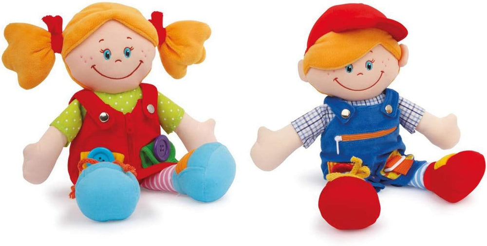 small foot Stoffpuppen "Chiara & Massimo", Lernpuppen für die Schulung der Feinmotorik von Kleinkindern, 2er Set, 5576