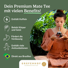 Ceai Yerba Mate Bio, originalul, 1 kg ceai mate vrac, conținut ridicat de cofeină, neprăjit, uscat la aer, analizat în laborator, frunze de mate ambalate în Germania, calitate premium Gräfenhof