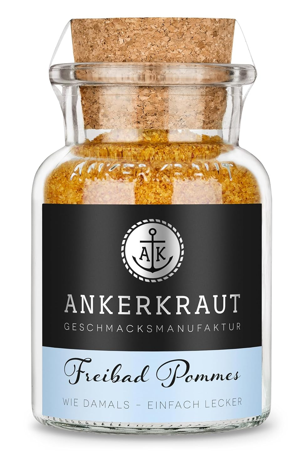 Ankerkraut Freibad Pommes, Mischung würzender Zutaten für Pommes Frites wie vom Freibad-Kiosk, Gewürzsalz, Pommesgenuss zu Hause, 320 g im Streuer