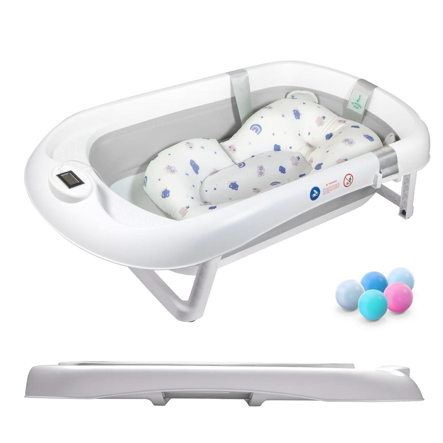 Faltbare Babybadewanne mit Badekissen und integriertem Thermometer Mutter und Kind Naty Shop