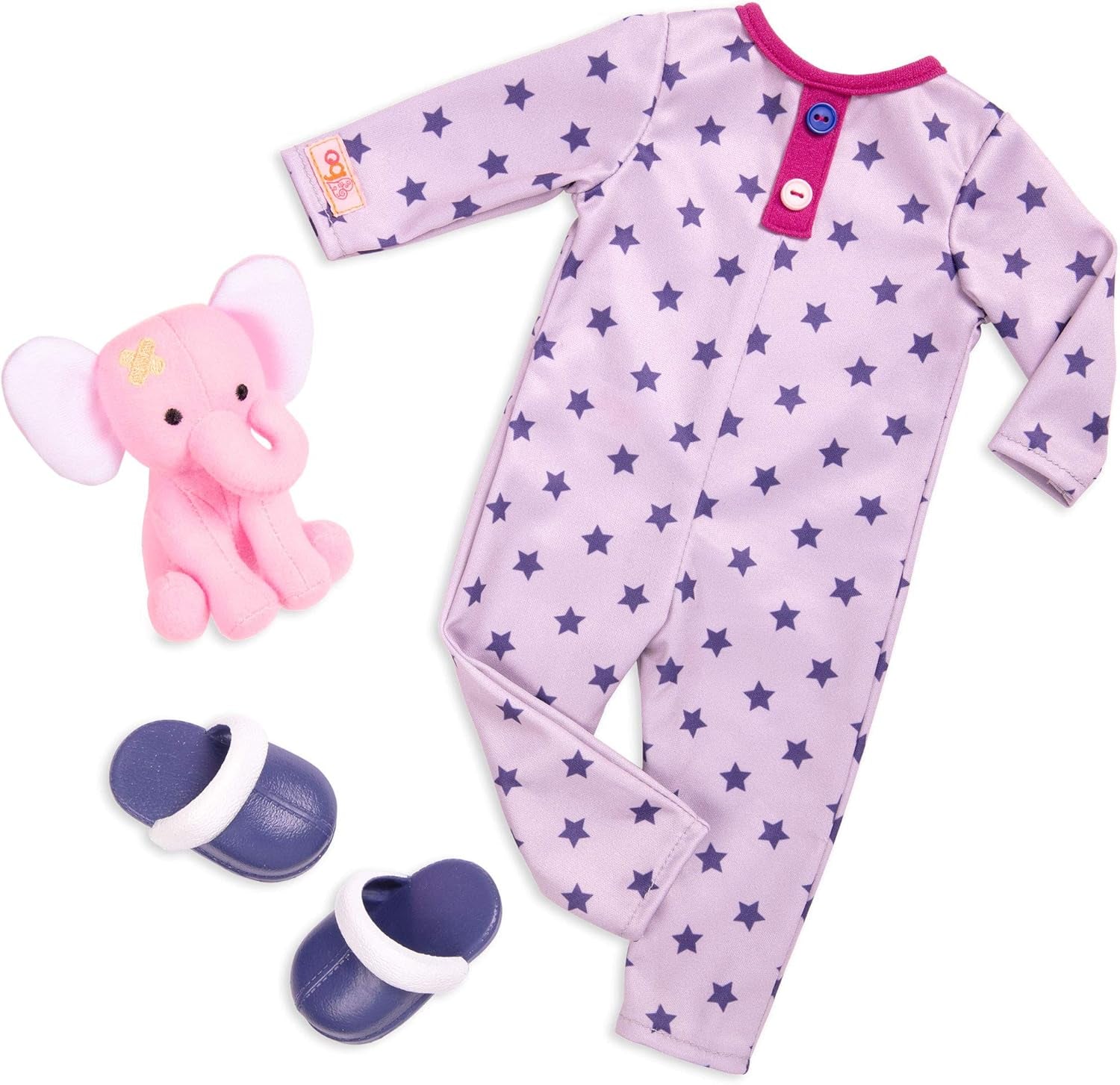 Our Generation - Maria - 46 cm-Puppe - Braune Augen & brünettes Haar - Pyjama-Strampler-Outfit - Elefant Plüschtier - Spielzeug für Kinder ab 3 Jahren