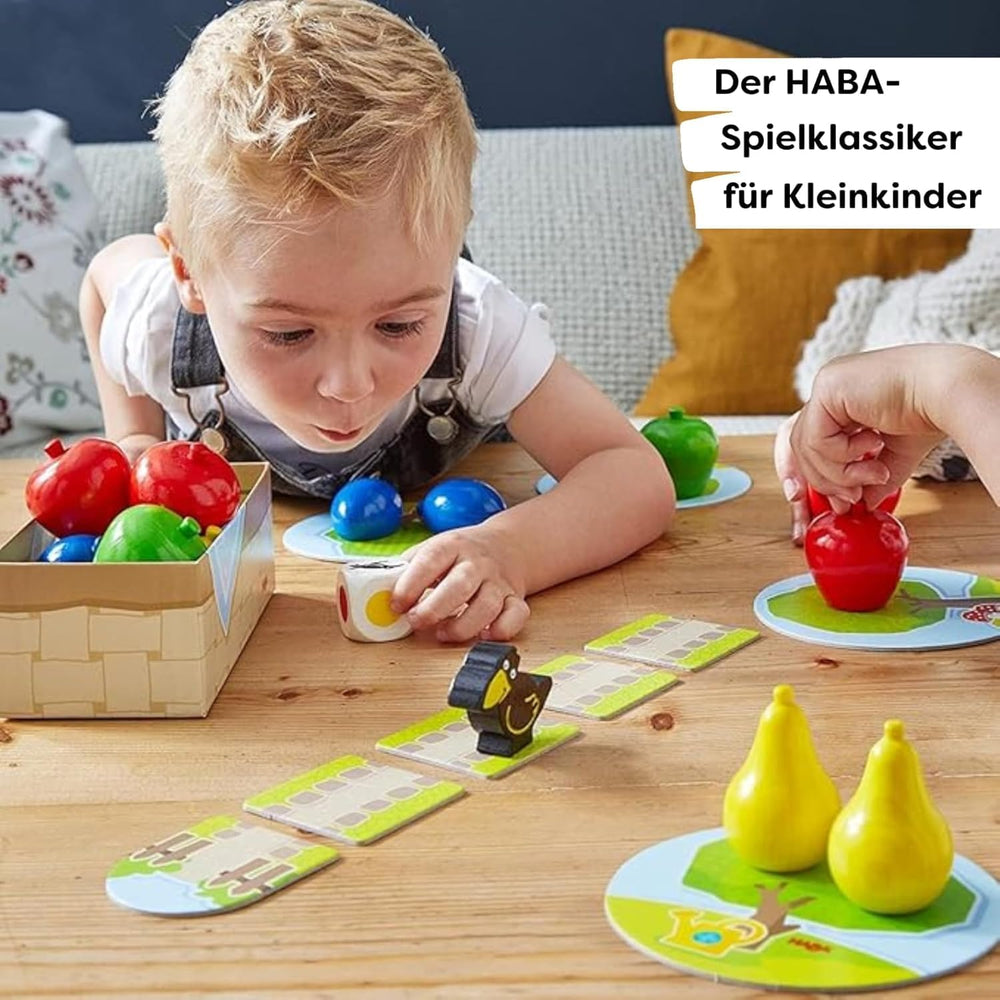 HABA First Orchard – Meine ersten Spiele: Brett- und Familienspiel rund um Farben und Formen, klassisches Holzspielzeug für Kleinkinder ab 2 Jahren – 1004655001