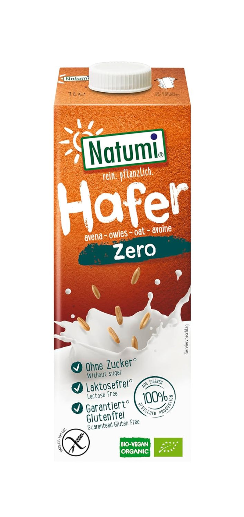 Natumi Bio Hafer Barista, 8 x 1L – Laktosefrei, Aufschäumbar, Barista-Style, Bio, Hergestellt mit deutschem Hafer, Vegan, Milchfreie milchfreie Alternative