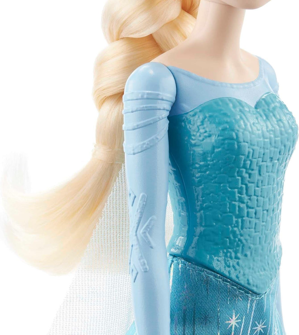 Mattel Disney Die Eiskönigin Elsa Puppe, Die Eiskönigin Puppe, kämmbare blonde Haare, beweglich, ausziehbare Schuhe, Disney Geschenke, Spielzeug ab 3 Jahre, HLW47
