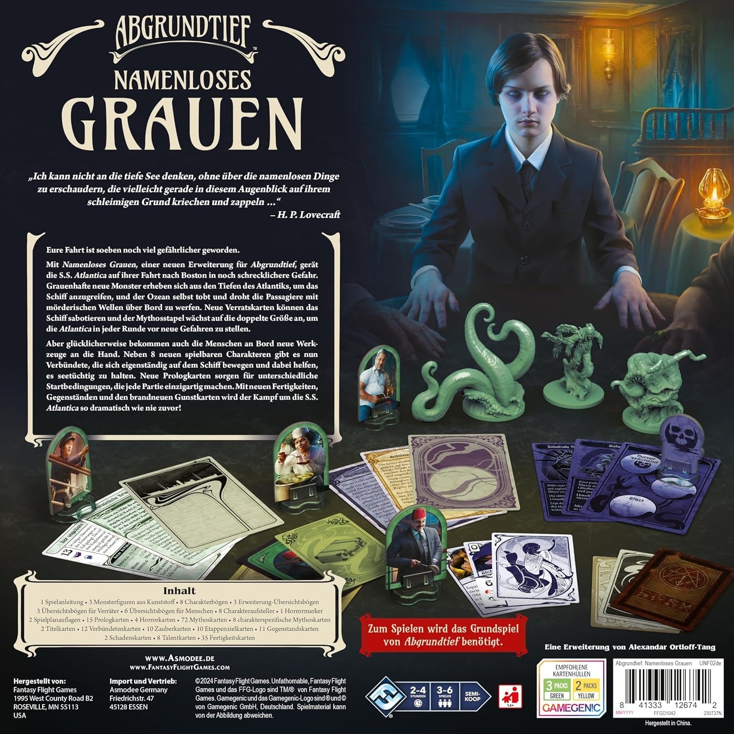 Fantasy Flight Games, Abyss – Horror fără nume, Expansiune, Joc pentru experți, Joc de strategie, 3-6 jucători, Vârste 14+, 120-240 minute, Germană, Multicolor, Colorat