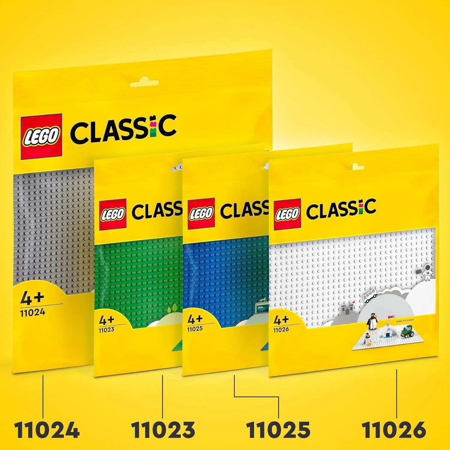 LEGO 11026 Klassischer weißer Baustein, quadratische Grundplatte mit 32 x 32 Vertiefungen als Grundsets, Bauspielzeug (2er-Pack).