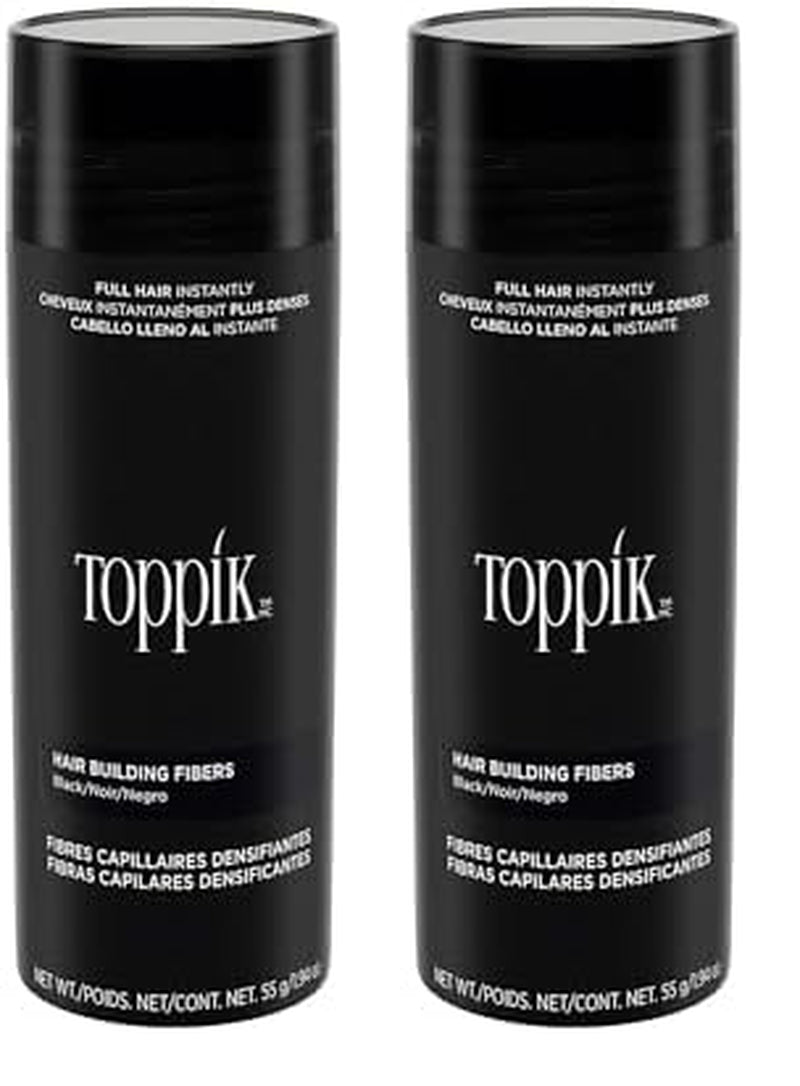 Păr împrăștiat de culoare maro închis pentru un păr mai plin în câteva secunde, pudră de păr pentru un aspect autentic, păr de vărsare pentru pierderea părului pentru bărbați și femei, 55g Ingrijirea parului Naty Shop Negru 55 G (pachet de 2)