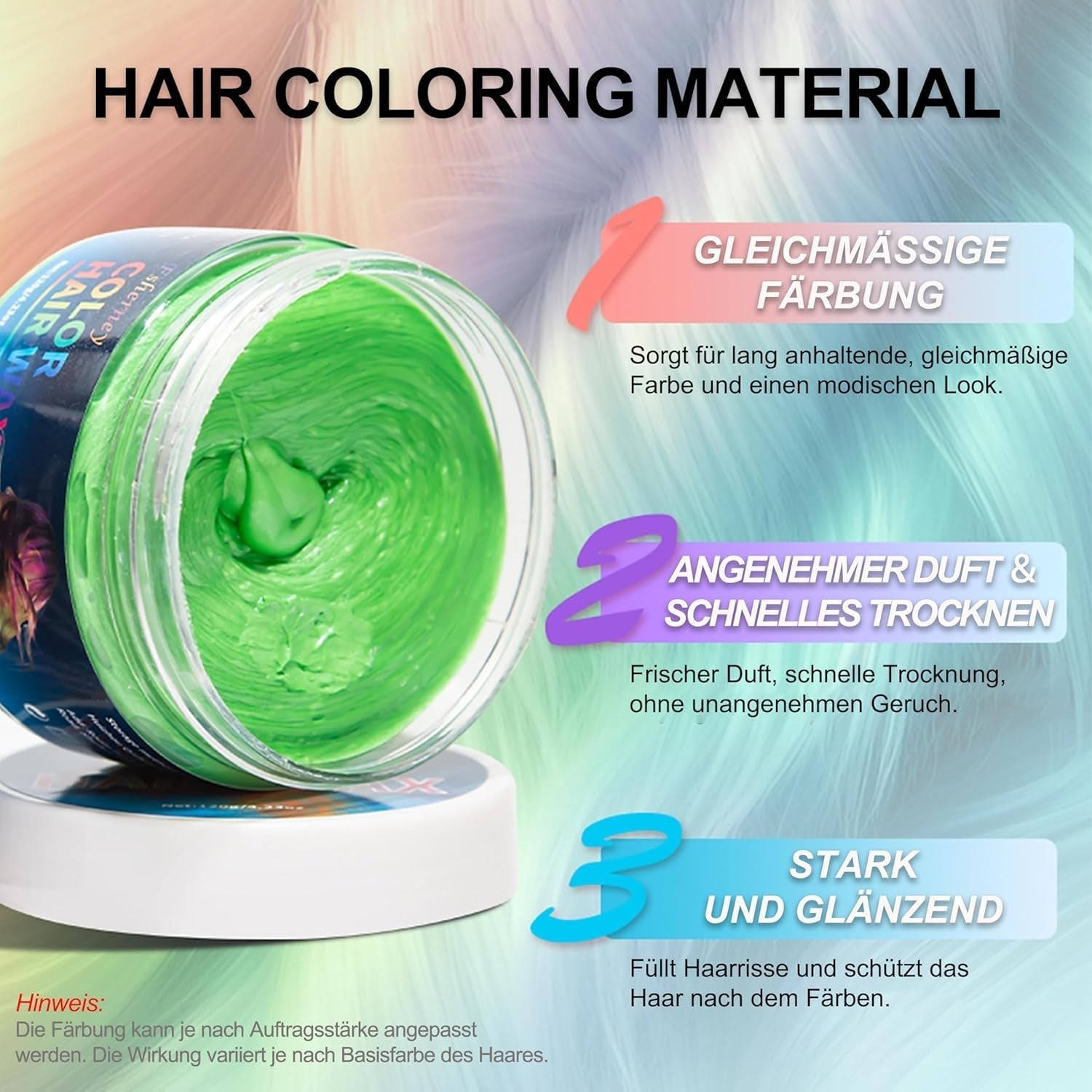 Vopsea temporară pentru păr verde - Ceară de culoare pentru păr, ton de păr pentru bărbați, femei, Pomadă pentru coafură naturală, ceară de vopsire a părului cu clip colorat pentru culoarea părului la petreceri nebune (4.23 oz, verde) Vopsea pentru par Naty Shop