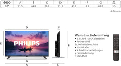 Televizor inteligent LED Philips 32PFS6000 2K HD - ecran de 32 de inci cu Pixel Plus, platformă Titan OS și sunet Dolby Digital - Funcționează cu Alexa și Google Assistant