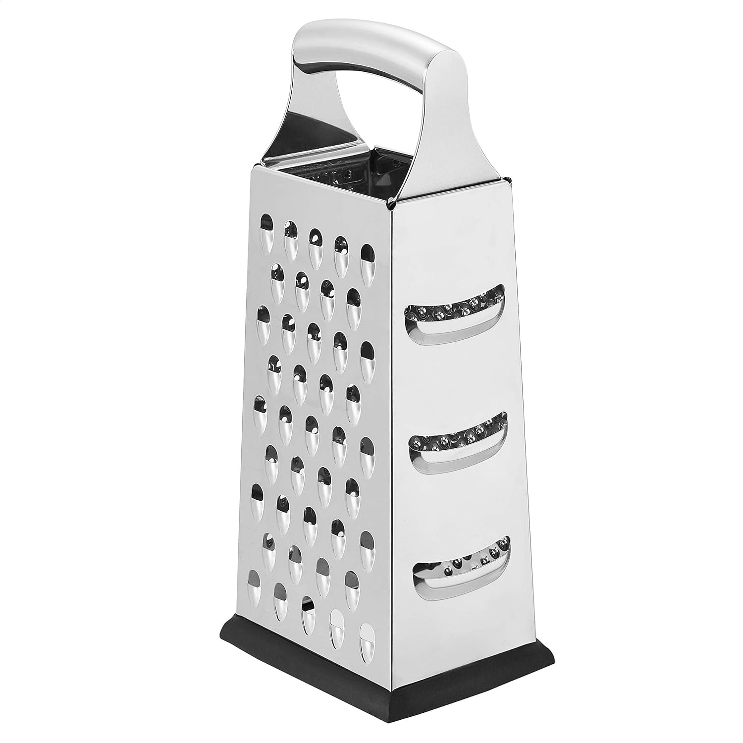 Răzătoare de brânză pătrată robustă din oțel inoxidabil, cu bază antiderapantă Peeler Naty Shop 4-Seitig