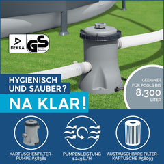 Set piscină supraterană Bestway Fast Set cu pompă de filtrare Ø 244 x 61 cm, albastră, rotundă