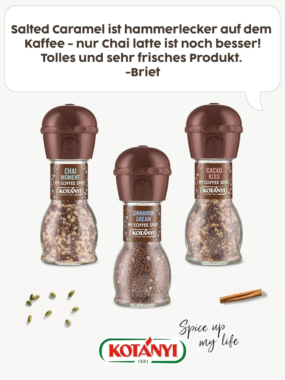 Kotanyi Salted Caramel Kaffee Topping | feiner Karamellgeschmack, 4er Pack (4 x 65g)