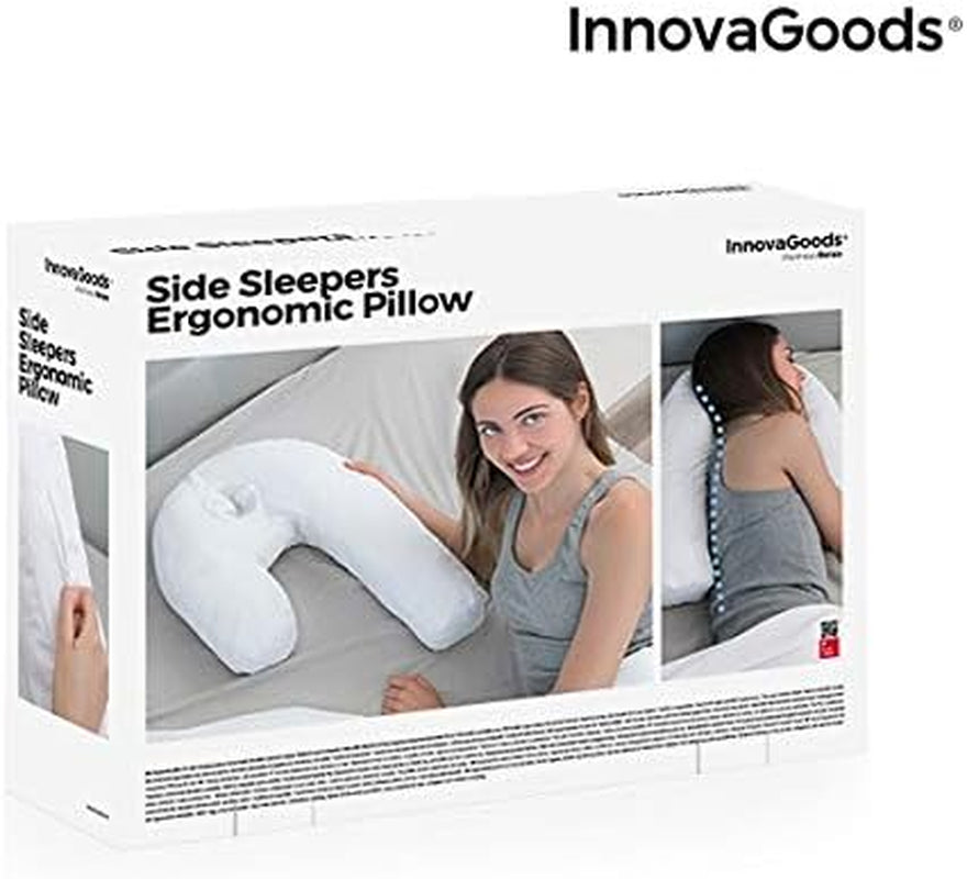 Innovagoods - Pernă ergonomică în formă de U pentru somn lateral, Ideală pentru sarcină, Promovează respirația liniștită, Reduce sforăitul, Bumbac și poliester, Alb, 39 X 57 X 14 Cm Perne ortopedice cervicale Naty Shop