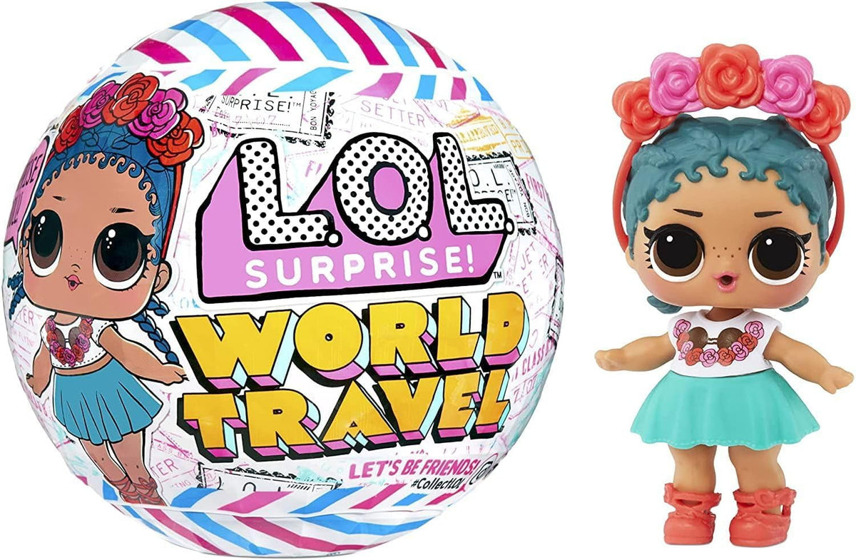 L.O.L. Surprise! World Travel Tots - Trendiges Püppchen mit 8 Überraschungen - Geheime Botschaft, Mode, Accessoires und Mehr - Zum Sammeln, Zufällige Zusammenstellung - Geschenk für Kinder ab 4 Jahren